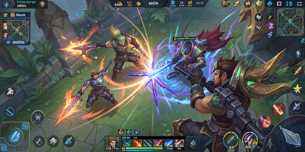 Screenshot gameplay 68IDN yang menunjukkan aksi seru di arena MOBA.