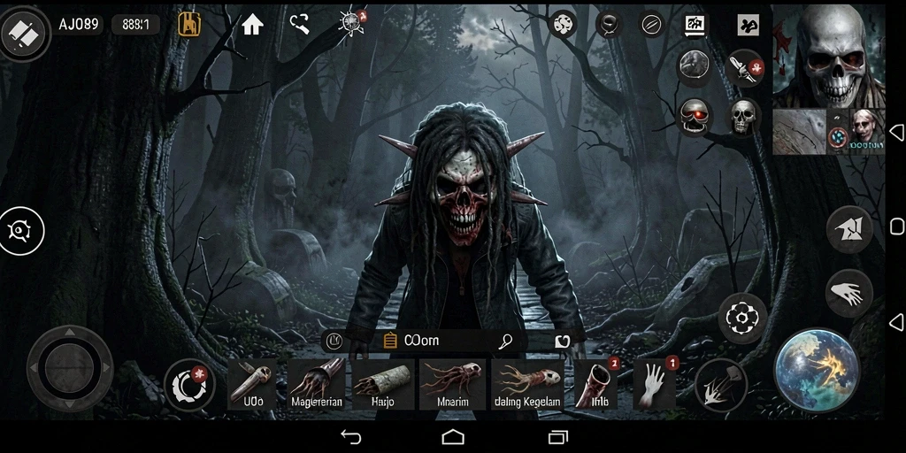 Tampilan gameplay AJO89 yang menyeramkan dan menegangkan.