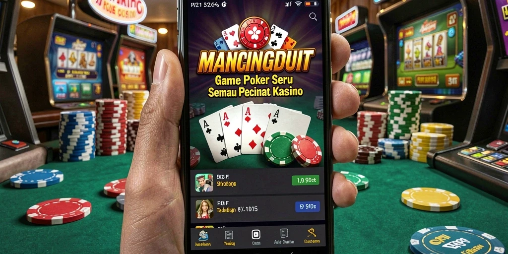 Screenshot gameplay MANCINGDUIT yang menampilkan momen seru di meja Poker.