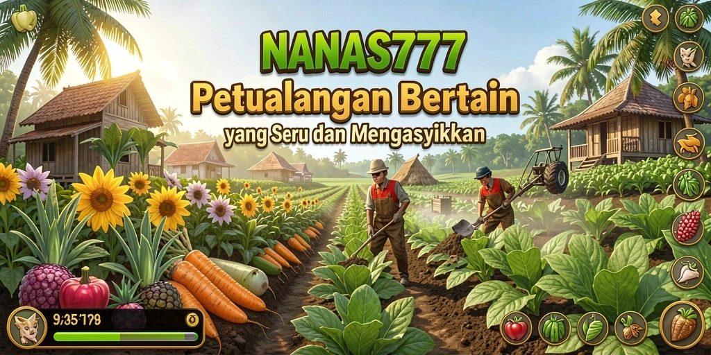 Tangkapan layar menunjukkan petualangan bertani penuh warna di NANAS777.