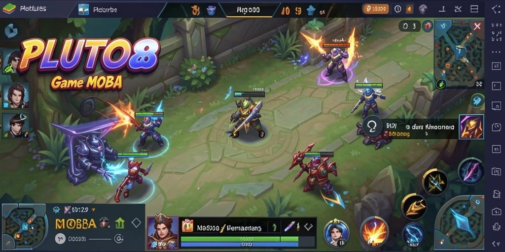 Tangkapan layar menunjukkan aksi intens dalam pertandingan MOBA.