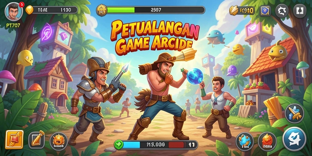 Tangkapan layar utama PT707 menunjukkan aksi gameplay Arcade yang seru.