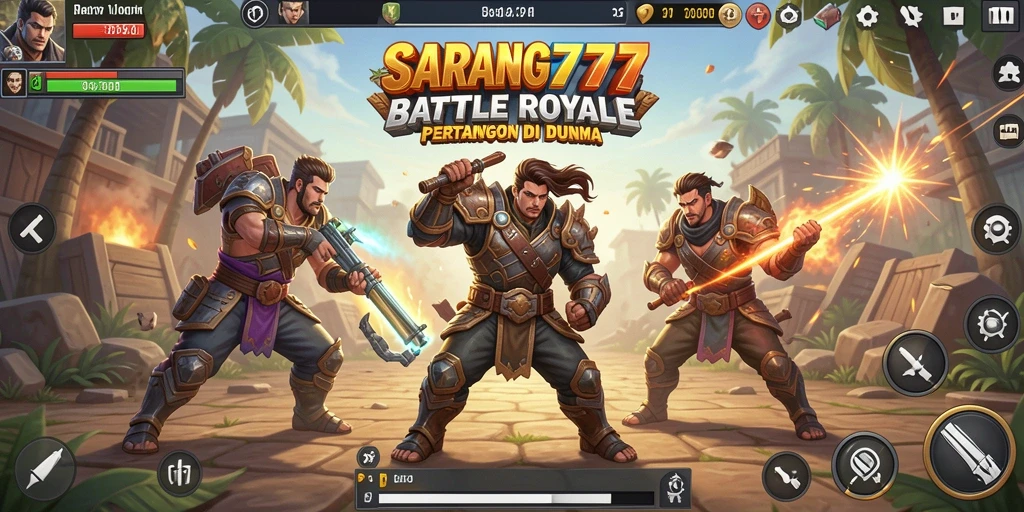 Tampilan aksi seru gameplay SARANG777 saat pertempuran berlangsung.