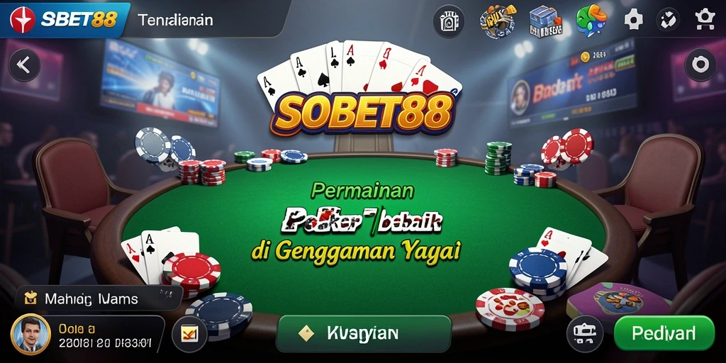 Screenshot gameplay SOBET88 menunjukkan momen seru pertandingan poker.